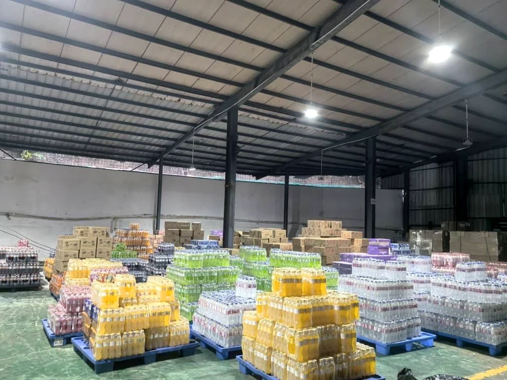 Loaded export container with packaged goods